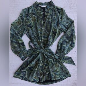 Zara Green and Brown Paisley Mini Dress